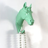 Maxbell Decorative Horse Head Wall Mount Hanger Resin Coat Hat Hook Rustic Green