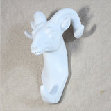 Maxbell Decorative Goat Head Wall Mount Hanger Resin Coat Hat Hook Rustic White