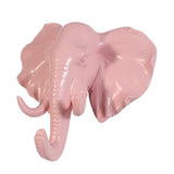 Maxbell Decorative Elephant Head Wall Mount Hanger Resin Coat Hat Hook Rustic Pink