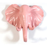 Maxbell Decorative Elephant Head Wall Mount Hanger Resin Coat Hat Hook Rustic Pink