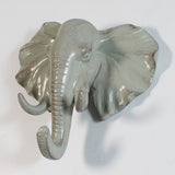 Maxbell Decorative Elephant Head Wall Mount Hanger Resin Coat Hat Hook Rustic Grey