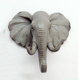 Maxbell Decorative Elephant Head Wall Mount Hanger Resin Coat Hat Hook Rustic Grey