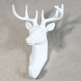 Maxbell Decorative Deer Head Wall Mounted Hanger Resin Coat Hat Hook Rustic White