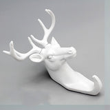 Maxbell Decorative Deer Head Wall Mounted Hanger Resin Coat Hat Hook Rustic White