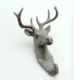 Maxbell Decorative Deer Head Wall Mounted Hanger Resin Coat Hat Hook Rustic Grey