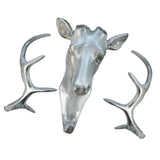 Maxbell Decorative Deer Head Wall Mounted Hanger Resin Coat Hat Hook Rustic Grey