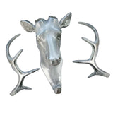 Maxbell Decorative Deer Head Wall Mounted Hanger Resin Coat Hat Hook Rustic Grey