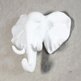 Maxbell Decorative Elephant Head Wall Mount Hanger Resin Coat Hat Hook Rustic White