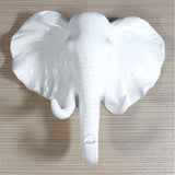 Maxbell Decorative Elephant Head Wall Mount Hanger Resin Coat Hat Hook Rustic White