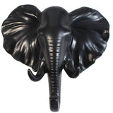 Maxbell Decorative Elephant Head Wall Mount Hanger Resin Coat Hat Hook Rustic Black