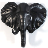 Maxbell Decorative Elephant Head Wall Mount Hanger Resin Coat Hat Hook Rustic Black