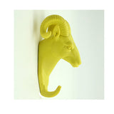 Maxbell Decorative Goat Head Wall Mount Hanger Resin Coat Hat Hook Rustic Yellow