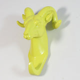 Maxbell Decorative Goat Head Wall Mount Hanger Resin Coat Hat Hook Rustic Yellow