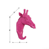 Maxbell Decorative Giraffe Head Wall Mount Hanger Resin Coat Hat Hook Rustic Pink