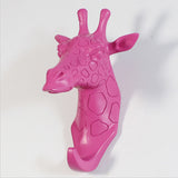 Maxbell Decorative Giraffe Head Wall Mount Hanger Resin Coat Hat Hook Rustic Pink