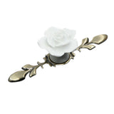 Maxbell 170mm Wardrobe Cupboard Dresser Drawer Ceramic Rose Pull Handle Knob-White