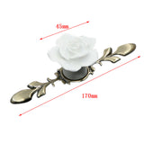 Maxbell 170mm Wardrobe Cupboard Dresser Drawer Ceramic Rose Pull Handle Knob-White