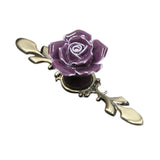 Maxbell 119mm Wardrobe Cupboard Dresser Drawer Ceramic Rose Pull Handle Knob-Purple