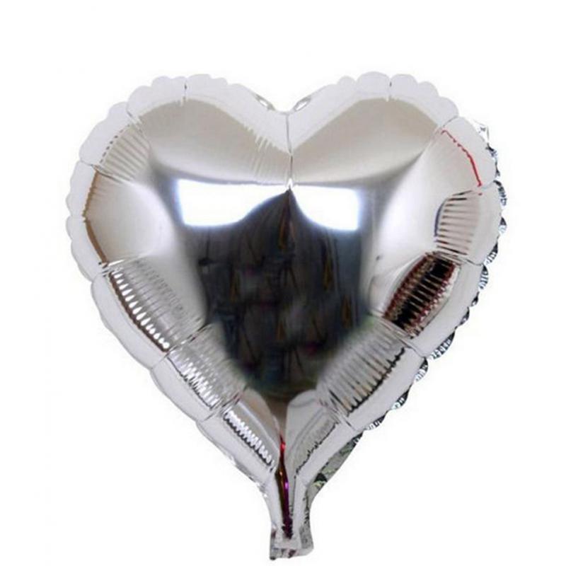 Maxbell 10pcs 45cm Silver Heart Shaped Aluminum Film Balloon Wedding Decor