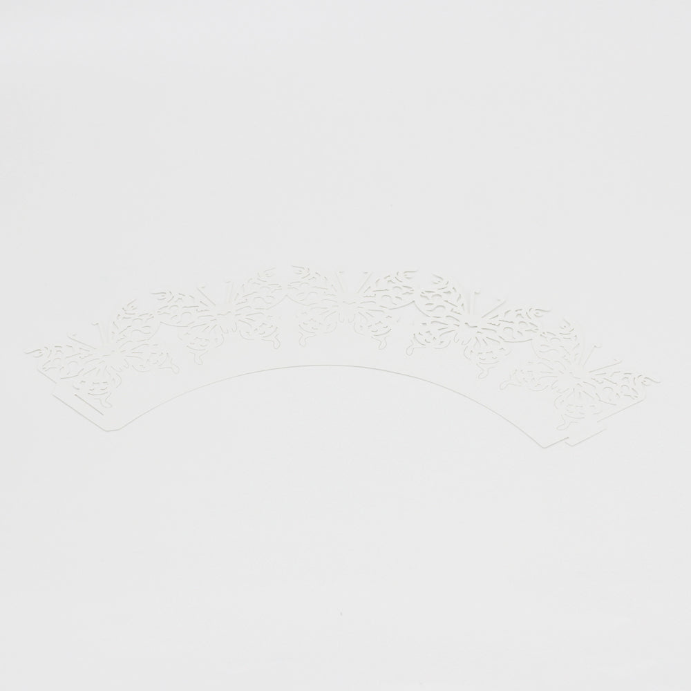 Maxbell 50xButterfly Pattern Hollow Out Cupcake Wrappers Wedding Party Decor White