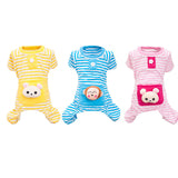 Maxbell Pet Dog Cat Puppy Soft Striped Pajamas Jumpsuit Coat Clothes Apparel Blue L