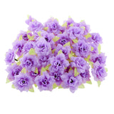 Maxbell 50Pcs Silk Rose Artificial Leaf Flower Head Wedding Home Decor Light Purple