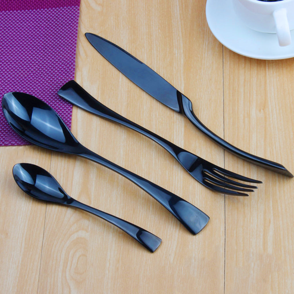 Maxbell Black Stainless Steel Cutlery Dining Table Dinner Soup Spoon Tableware