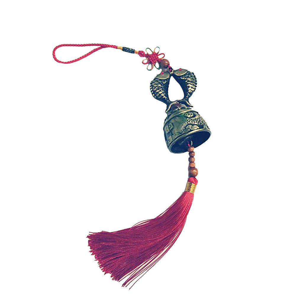 Maxbell Brass Fish Wind Chime Hanging Bell Charm Chinese Knot Feng Shui Ornament