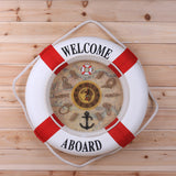 Maxbell 35cm Wall Door Hanging Nautical Coast Life Buoy Ring Clock Plaque Decor Red