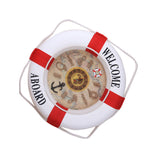 Maxbell 35cm Wall Door Hanging Nautical Coast Life Buoy Ring Clock Plaque Decor Red