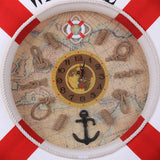 Maxbell 35cm Wall Door Hanging Nautical Coast Life Buoy Ring Clock Plaque Decor Red