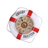 Maxbell 35cm Wall Door Hanging Nautical Coast Life Buoy Ring Clock Plaque Decor Red