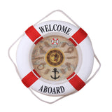 Maxbell 35cm Wall Door Hanging Nautical Coast Life Buoy Ring Clock Plaque Decor Red