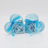 Maxbell 20x Heart Paper Cut Candy Sweet Box w/ Ribbon Wedding Party Favor Gift Blue