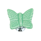 Maxbell Green Butterfly Shaped Ceramic Kitchen Cabinet Cupboard Handles Pull Knob