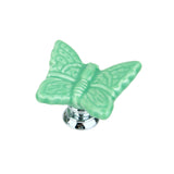 Maxbell Green Butterfly Shaped Ceramic Kitchen Cabinet Cupboard Handles Pull Knob