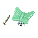 Maxbell Green Butterfly Shaped Ceramic Kitchen Cabinet Cupboard Handles Pull Knob