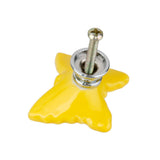 Maxbell Yellow Butterfly Shaped Ceramic Kitchen Cabinet Cupboard Handles Pull Knob