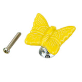 Maxbell Yellow Butterfly Shaped Ceramic Kitchen Cabinet Cupboard Handles Pull Knob