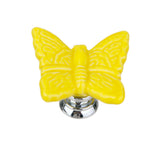 Maxbell Yellow Butterfly Shaped Ceramic Kitchen Cabinet Cupboard Handles Pull Knob