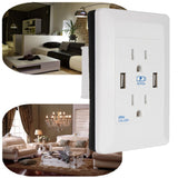 Maxbell Wall Socket 2 USB Plug Power Outlet Charger 2-Gang US Electric Port Planel