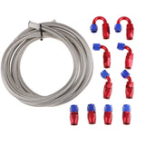 Maxbell AN 8 Nylon Braided Oil Fuel Hose with 10 Pieces Aluminum Fittings Kit White