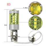 Maxbell 2X 80W High Power LED DRL Fog Light Lamp 6000K Gold Yellow Driving Bulbs H3