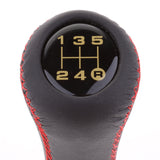 Maxbell 5-Speed Leather Manual Car Gear Shifter Lever Shift Knob Head Black+Red