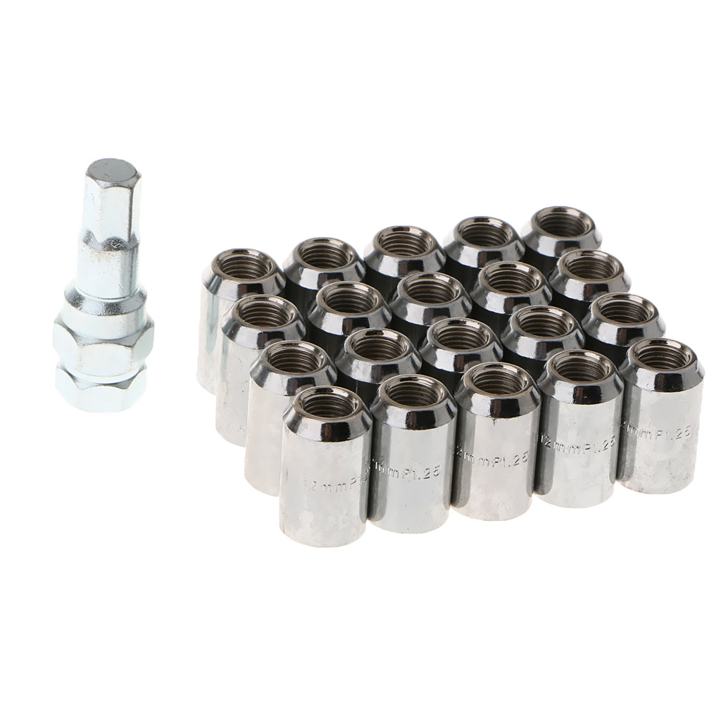 Maxbell Universal 31mm Chrome Heptagon Steel Lug Nuts Tuner 12x1.25 Silver