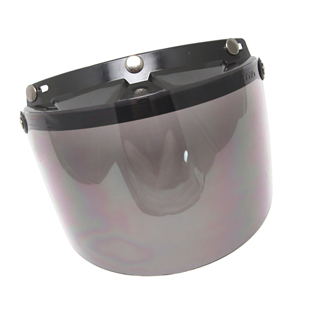 Maxbell Open Face or Half Face Motorcycle Helmets 3-Snap Flip Up Visor Shield Smoke
