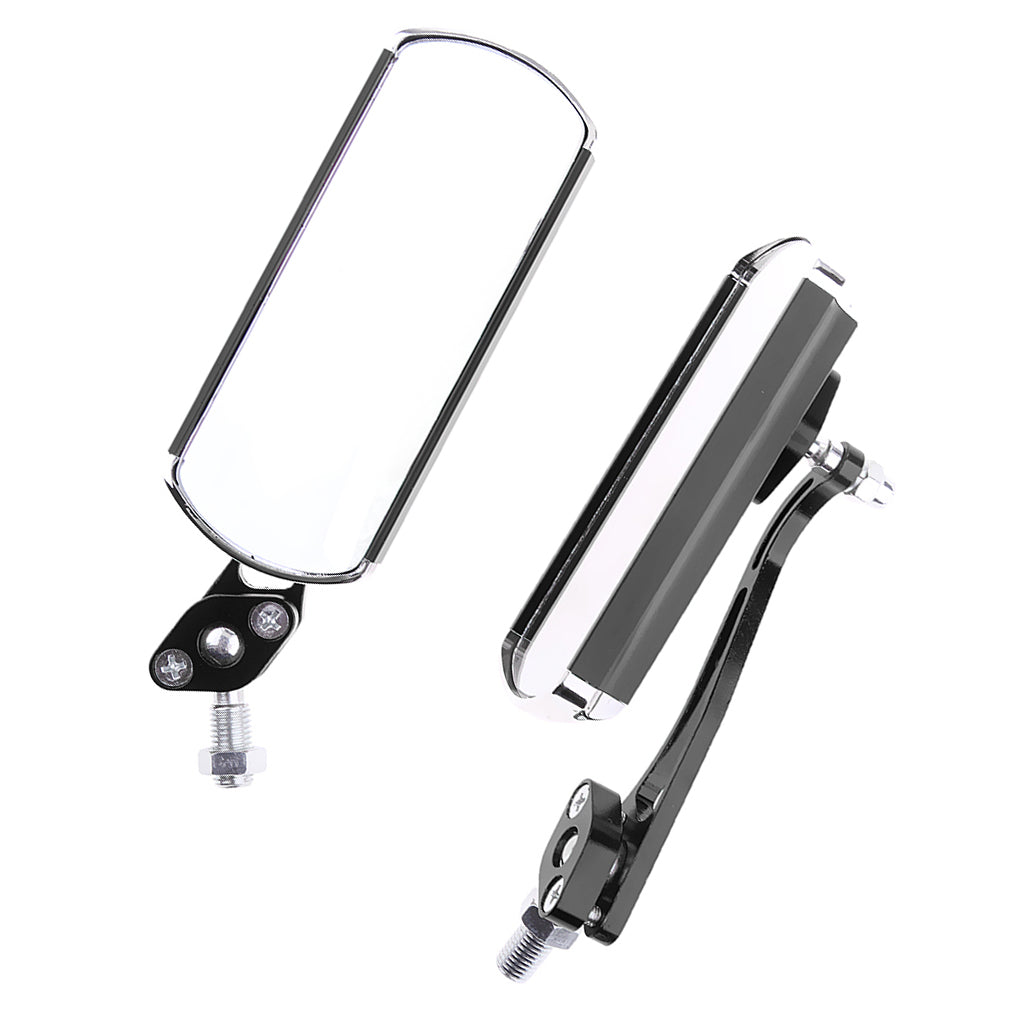 Maxbell Pair Universal Motorcycle Rectangle Rear View Side Mirrors Chrome Black