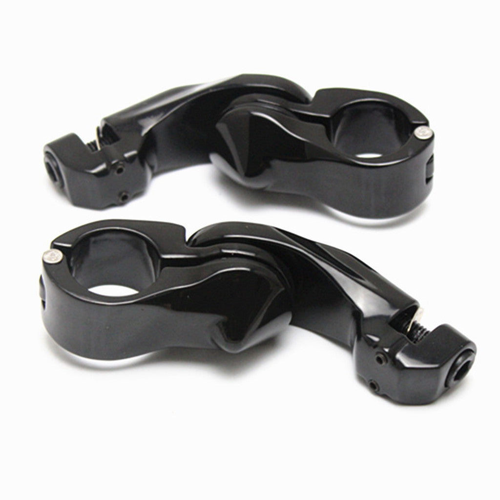 Maxbell 2 Piece 32mm Short Angled Adjustable Highway Peg Mount for Harley Black