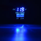 Maxbell 12V 24V 2.1A Blue LED USB Charger Socket Voltmeter for Motorcycle Boat Car