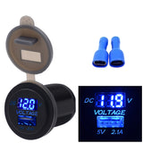 Maxbell 12V 24V 2.1A Blue LED USB Charger Socket Voltmeter for Motorcycle Boat Car